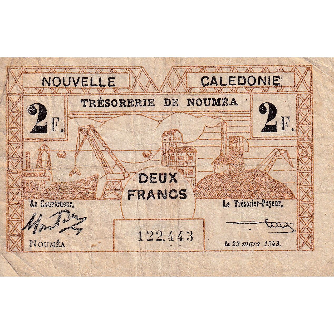 Billete de Nueva Caledonia, 2 francos