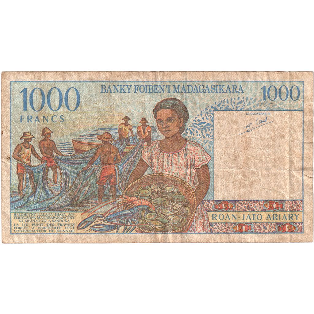 Madagascar,
1000 francos = 200 araras,
F(12-15)