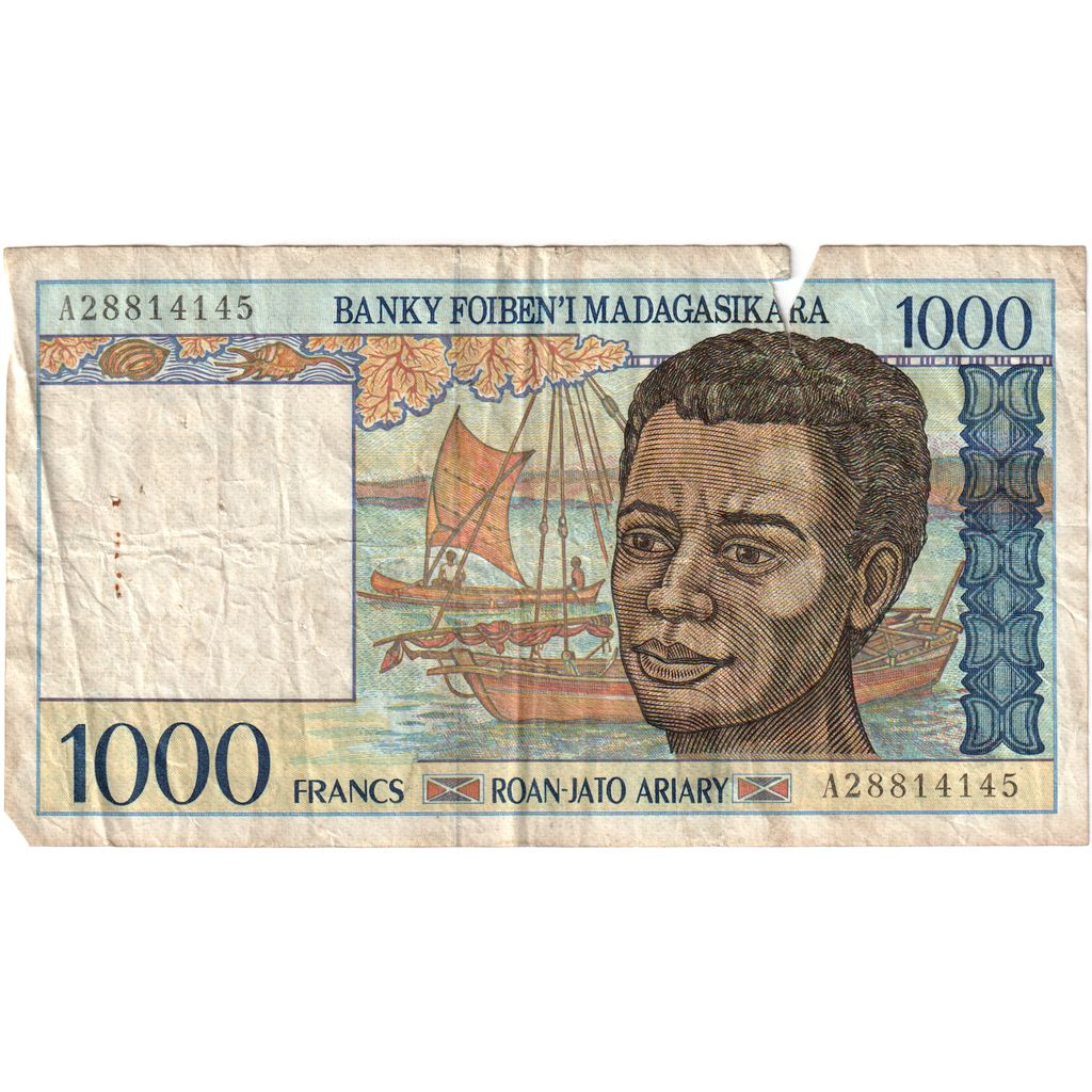 Madagascar,
1000 francos = 200 araras,
GRAMO(4-6)