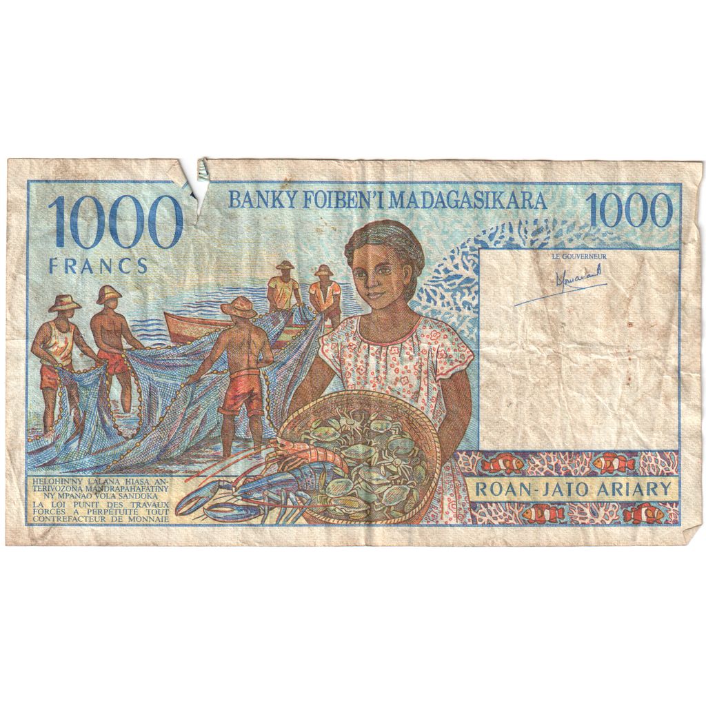 Madagascar,
1000 francos = 200 araras,
GRAMO(4-6)