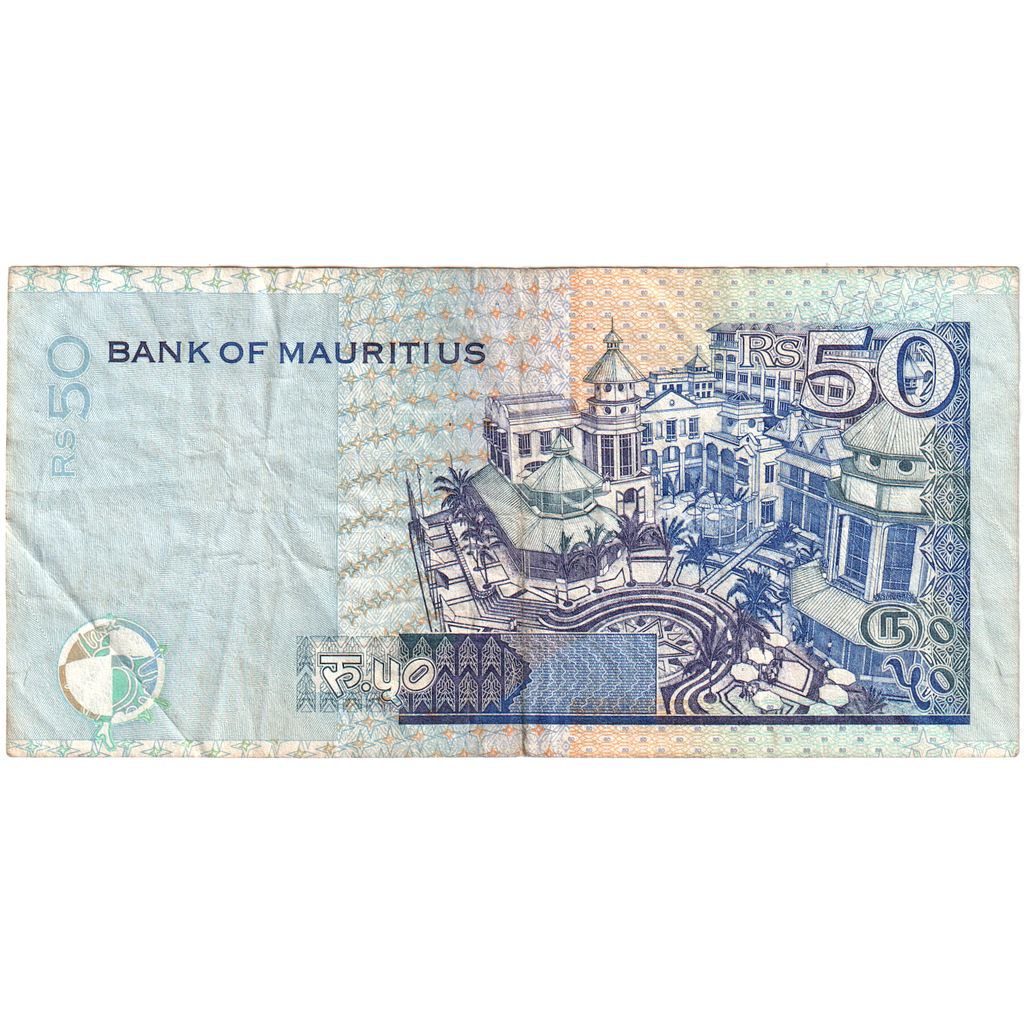Mauricio,
50 rupias,
VF (30-35)