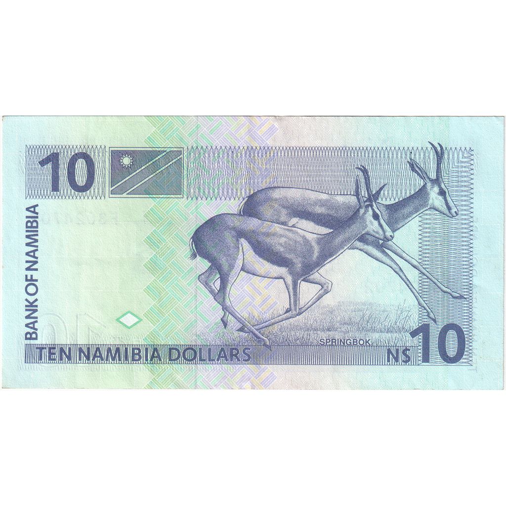Namibia,
10 dólares namibios,
SIN CUP (65-70)
