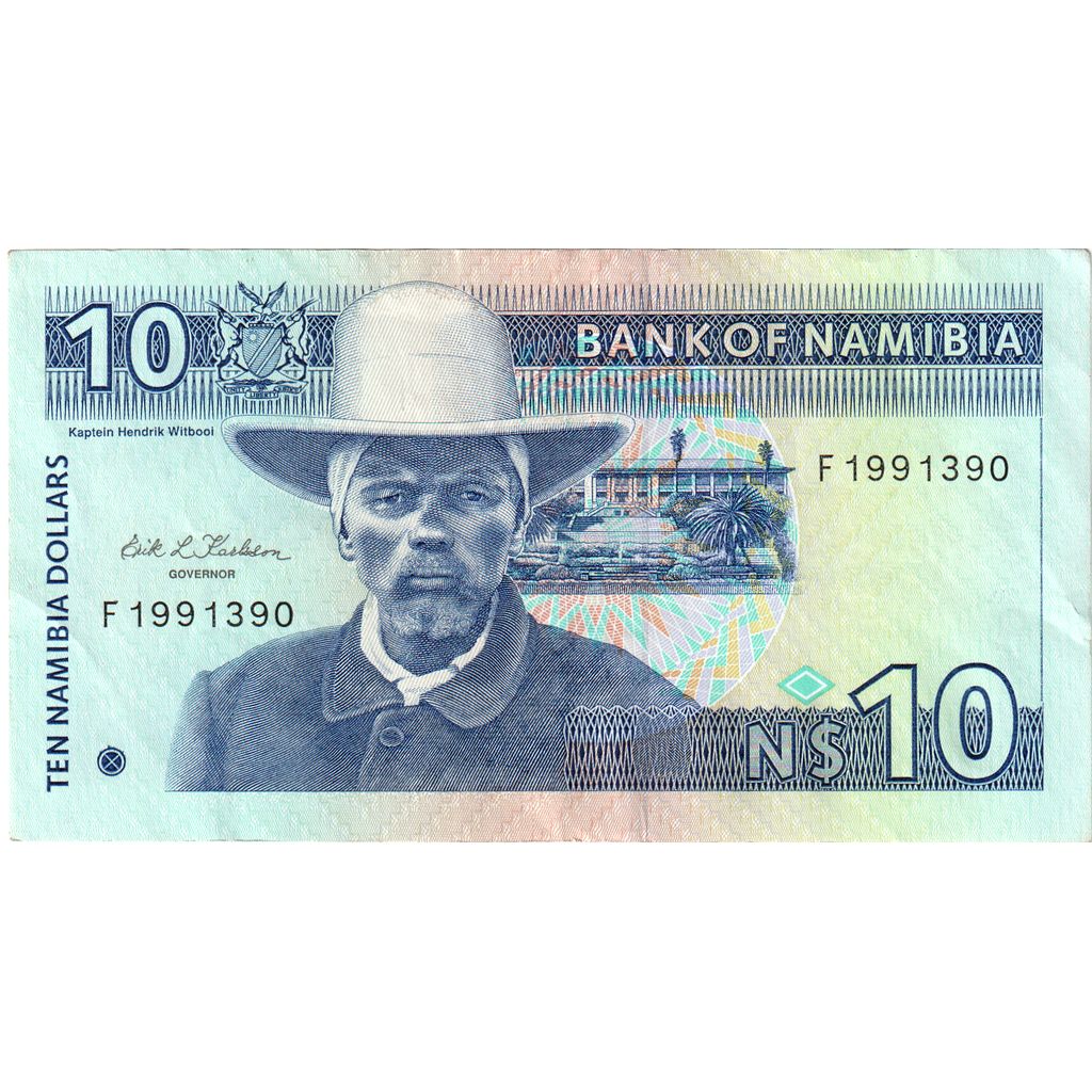Namibia,
10 dólares namibios,
UNC(63)