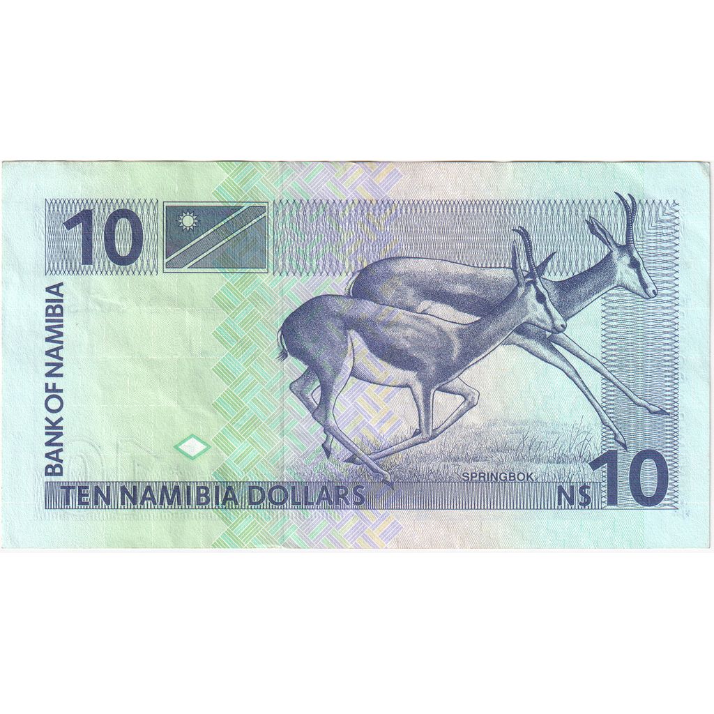 Namibia,
10 dólares namibios,
UNC(63)
