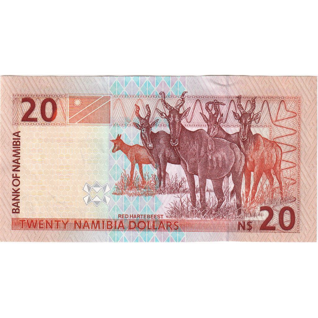 Namibia,
20 dólares namibios,
SIN CUP (65-70)