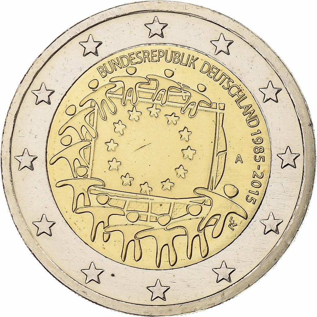 Alemania,
2 euros,
30 Jahre vor dem Drapeau de l'UE