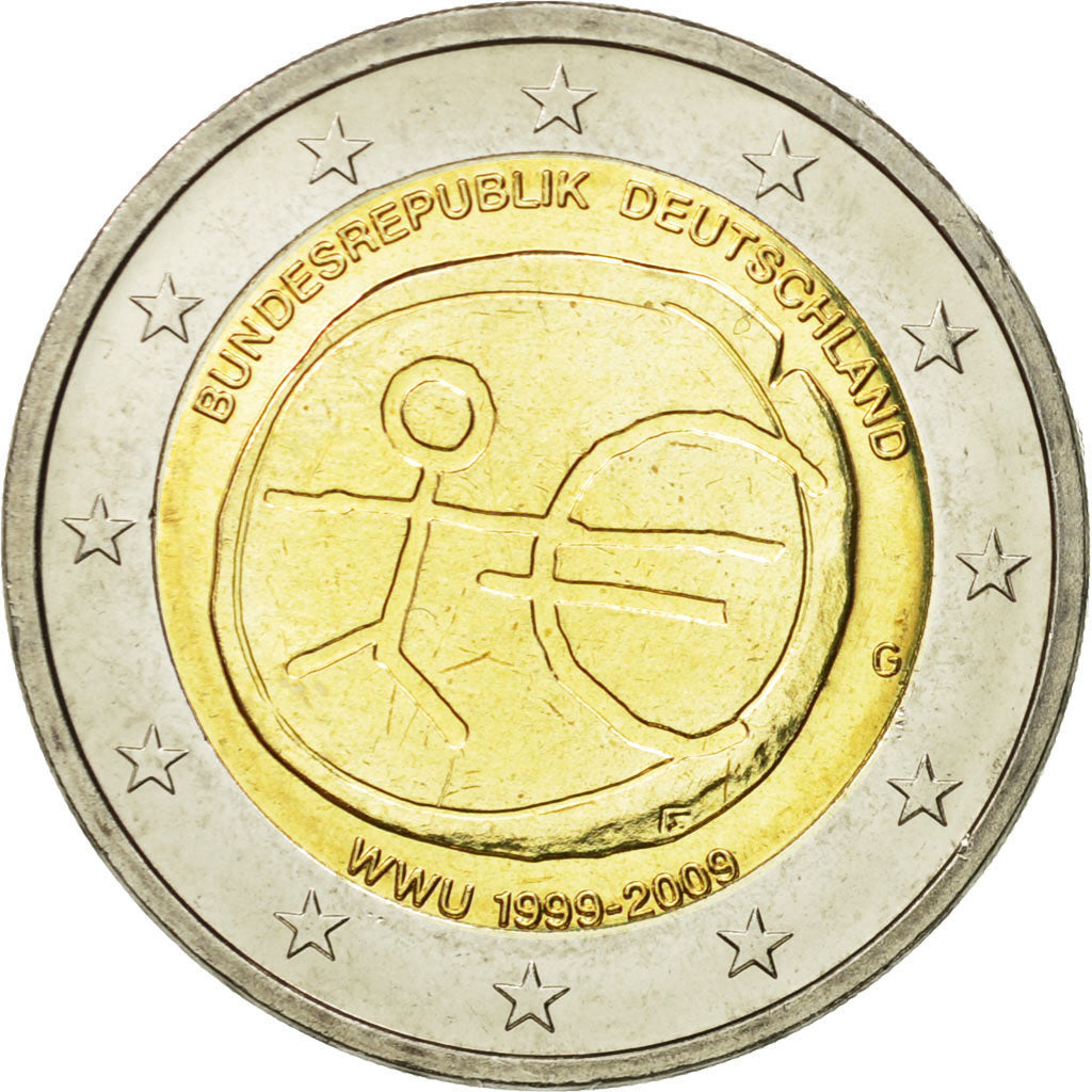 ALEMANIA - BUNDESREPUBLIK,
2 euros,
10. Jahrestag de la UEM