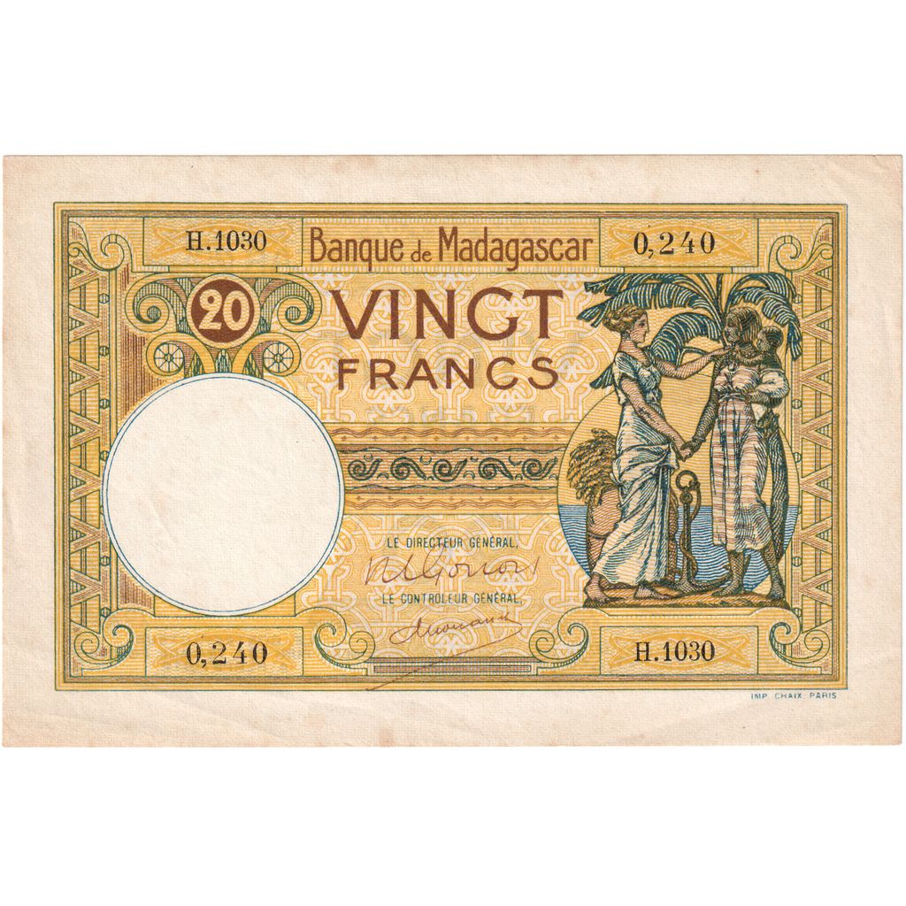 Madagascar,
20 francos,
1937