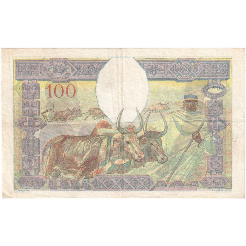 Madagascar,
100 francos,
Sin fecha (aprox. 1937)