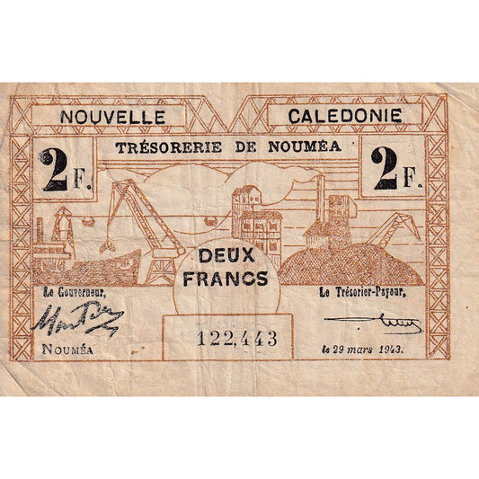 Billete de Nueva Caledonia, 2 francos