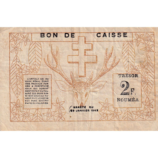 Billete de Nueva Caledonia, 2 francos
