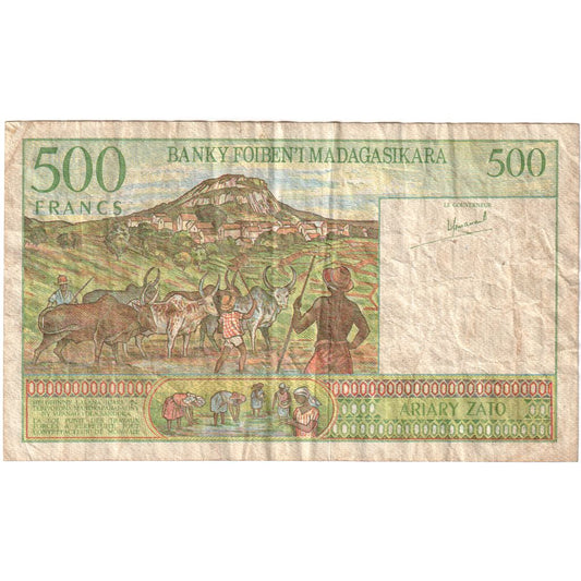 Madagascar,
 
 500 francos = 100 araras,
 
 FV (20-25)