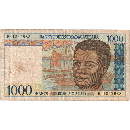 Madagascar,
 
 1000 francos = 200 araras,
 
 F(12-15)