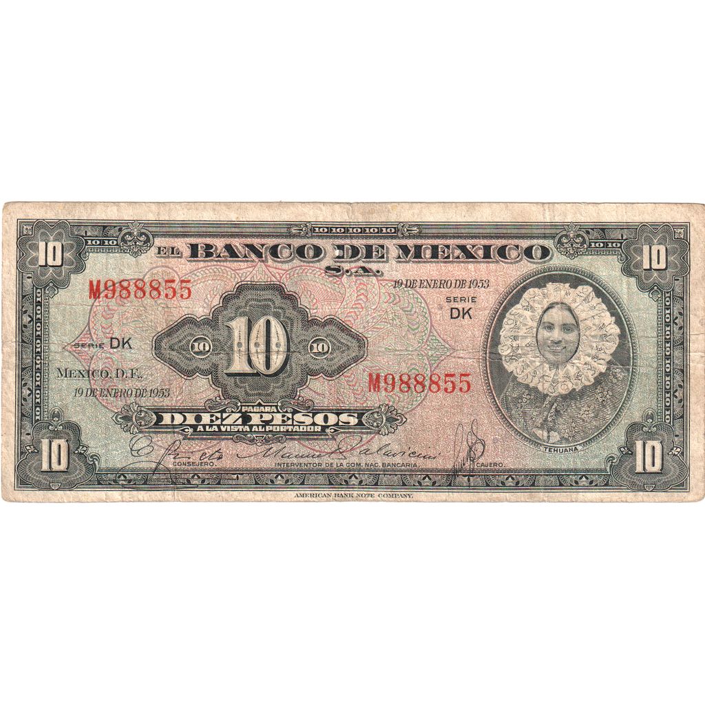 México,

10 pesos,

1953