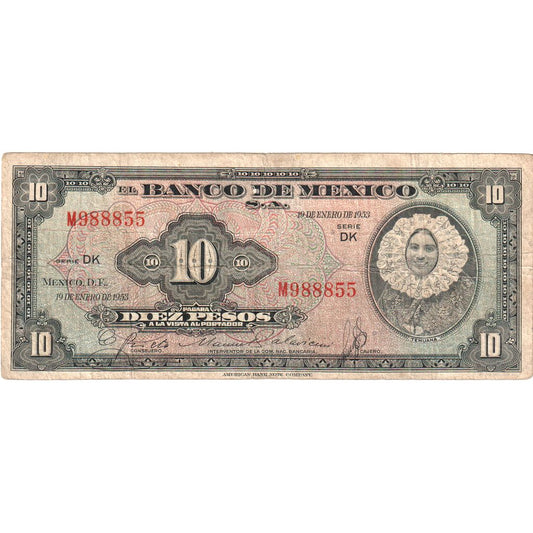 México,

10 pesos,

1953