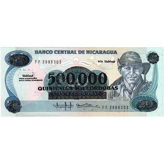 Nicaragua,

500,000 córdobas a 20 córdobas