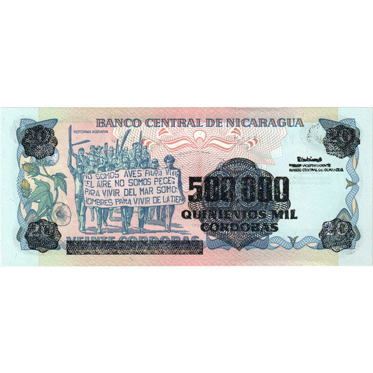Nicaragua,

500,000 córdobas a 20 córdobas