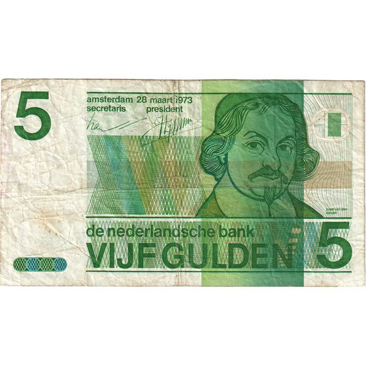 Países Bajos,

5 florines,

28 de marzo de 1973