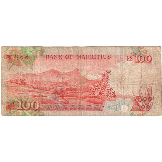 Mauricio, 

100 rupias, 

VF (20-25)