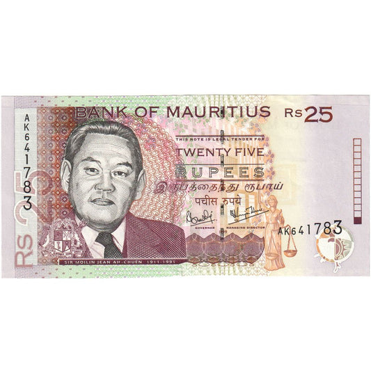 Mauricio, 

25 rupias, 

1999