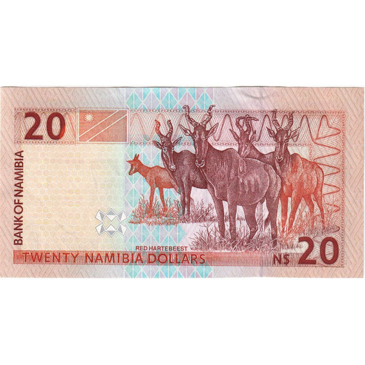 Namibia,

20 dólares namibios,

SIN CUP (65-70)