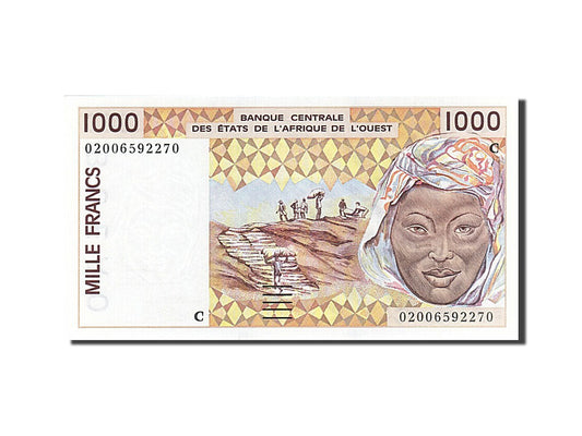 Billete de 1000 francos de países de África Occidental