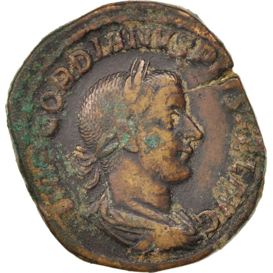 Acuñar,
 
 Gordio III,
 
 Sestercio