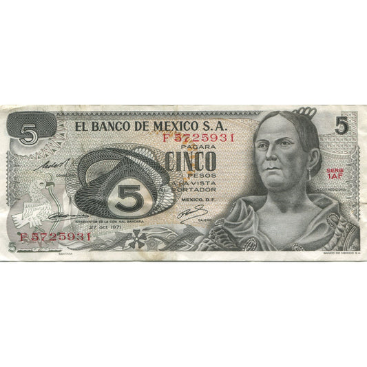 Billete de banco,
 
 México,
 
 5 pesos