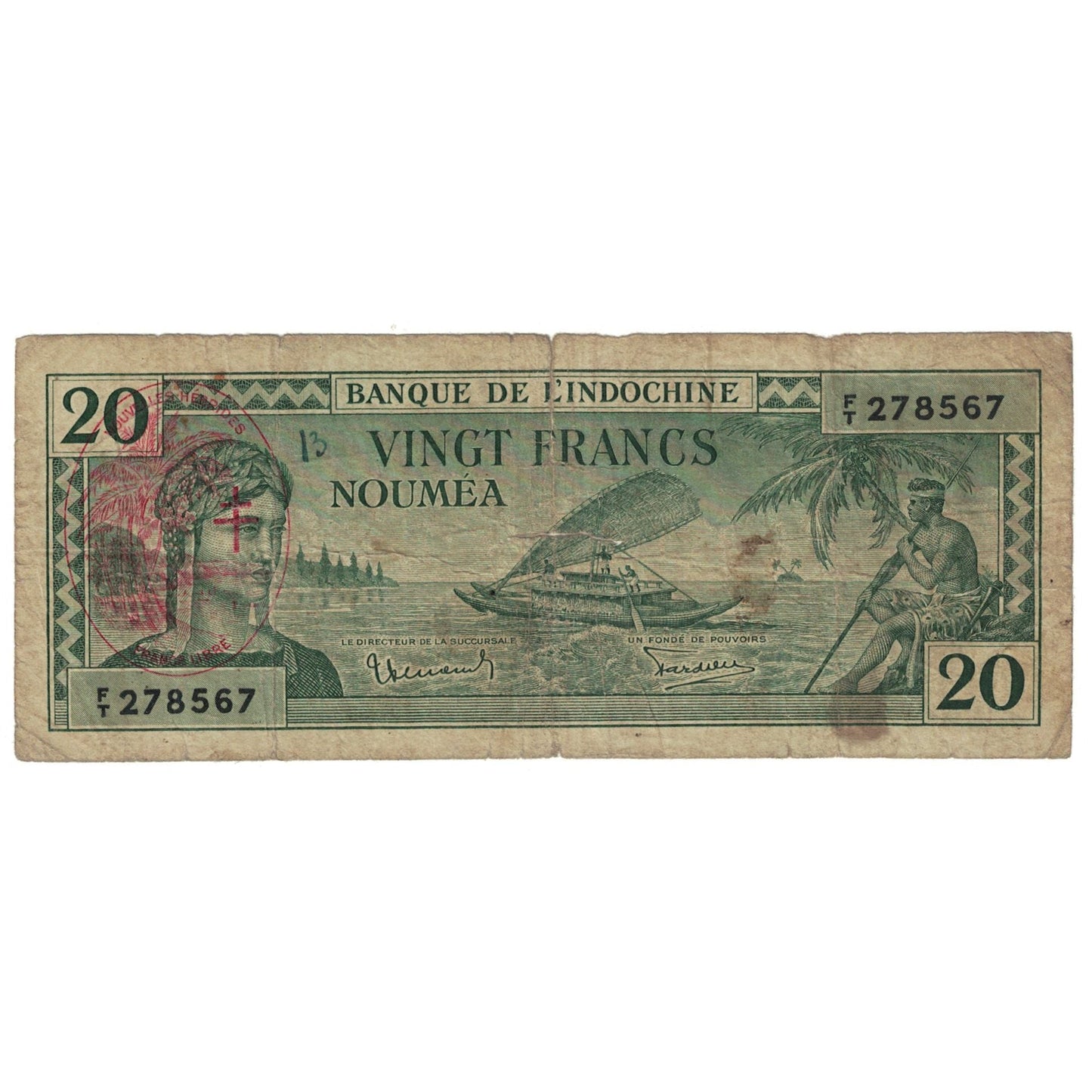 Billete de Nuevas Hébridas,

20 francos