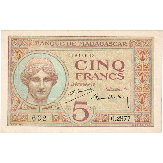 Madagascar,

5 francos,

Sin fecha (1937)