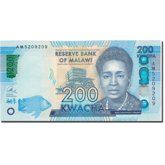billete de banco, 
  
  malaui, 
  
  200 kuachas