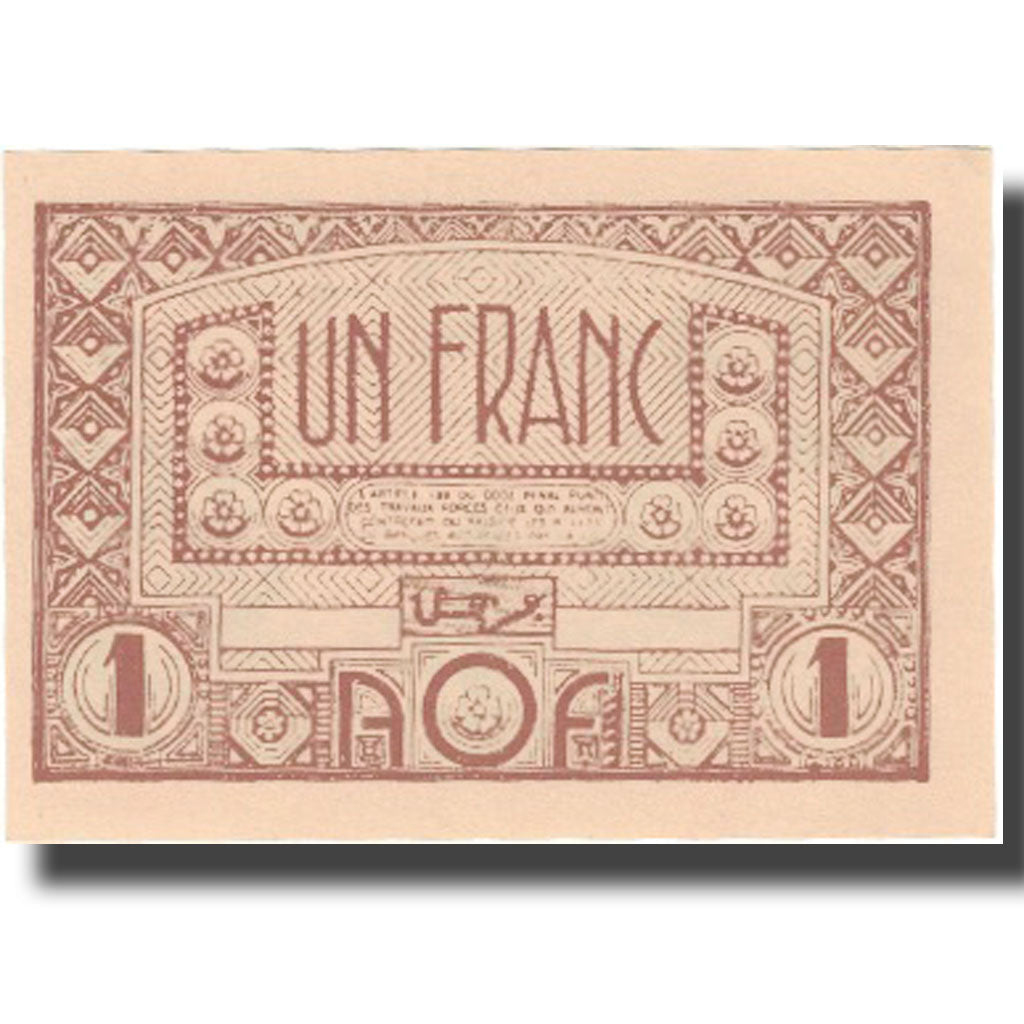 Billete de banco,

África Occidental Francesa,

1 franco