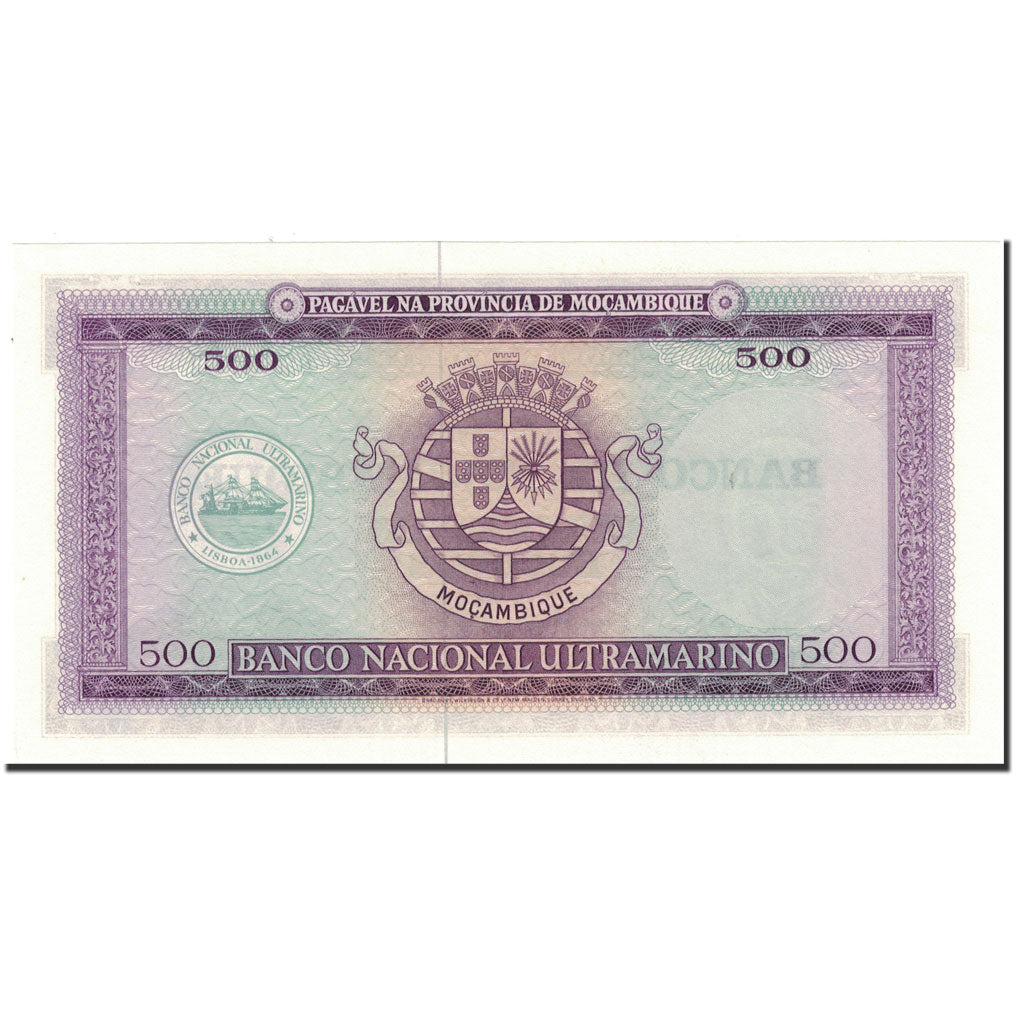 billete de banco, 
  
  Mozambique, 
  
  500 escudos